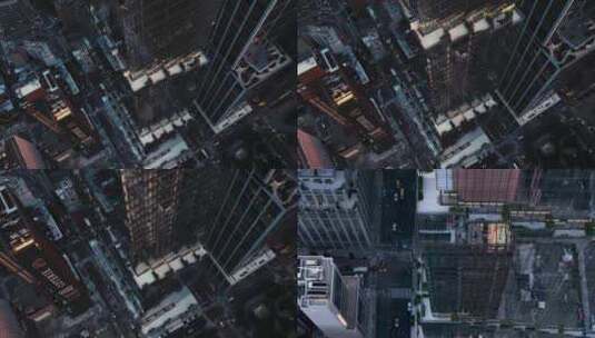 航拍纽约曼哈顿螺旋大厦摩天大楼夜景灯光高清在线视频素材下载