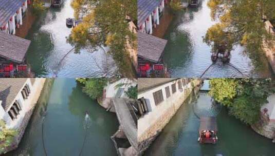 内河河道生态维护自动清扫船湖面清扫清理船高清在线视频素材下载