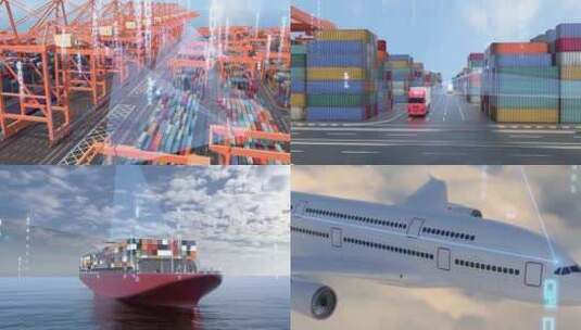 物流飞机航空国际贸易运输航海运输高清在线视频素材下载