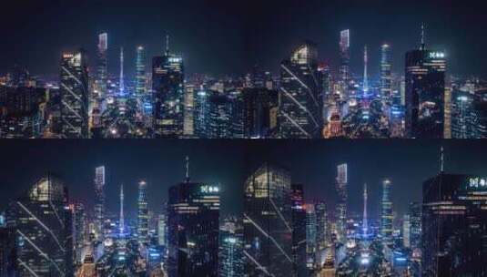4K航拍广州珠江新城CBD繁华夜景高清在线视频素材下载