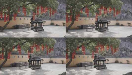 新昌大佛寺 寺庙里的香炉高清在线视频素材下载