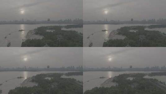 武汉东湖热气球  热气球+日落高清在线视频素材下载