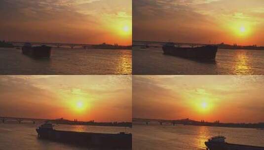 南京长江大桥日出高清在线视频素材下载