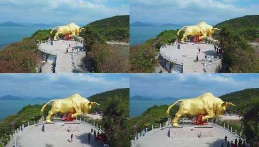 海南三亚西岛蓝天白云下的牛王岭岛屿风景高清在线视频素材下载