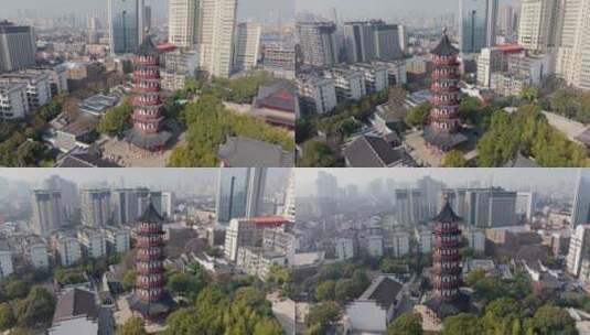 江西南昌绳金塔城市建筑风光航拍高清在线视频素材下载