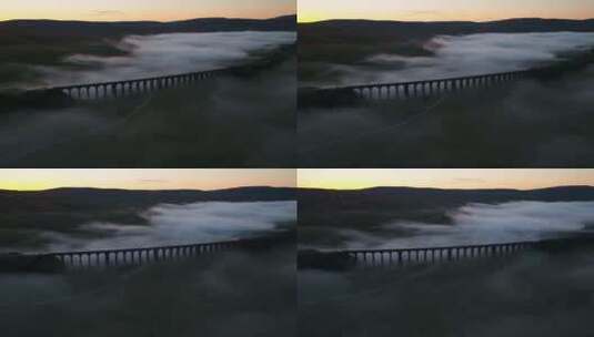 航拍火车高架桥拱桥高清在线视频素材下载