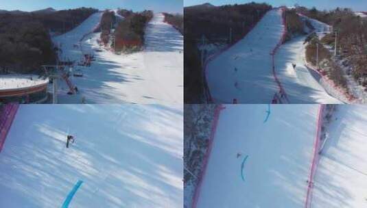 东北亚滑雪场 滑雪比赛 雪上竞技高清在线视频素材下载