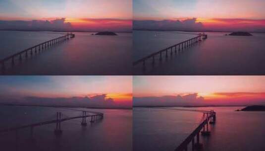 汕头南澳大桥夕阳高清在线视频素材下载