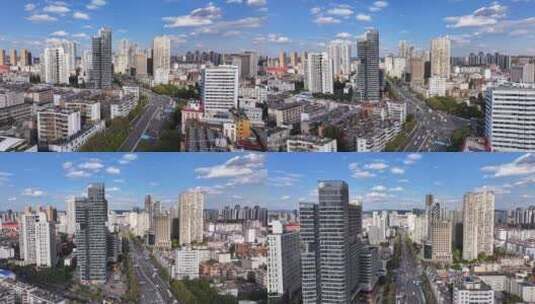 云南昆明城市风景建筑蓝天白云航拍高清在线视频素材下载
