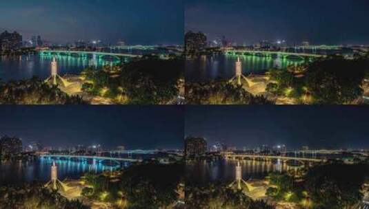 惠州_惠州大桥_夜景航拍004高清在线视频素材下载