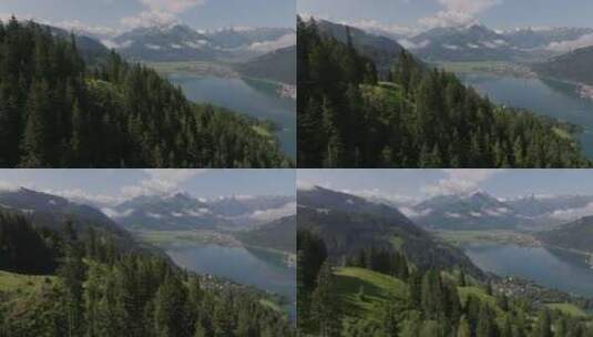 松树和山脉中的泽尔湖高清在线视频素材下载