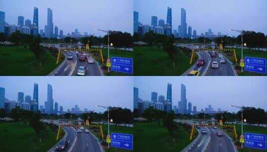 广州市区公路街景车流高清在线视频素材下载