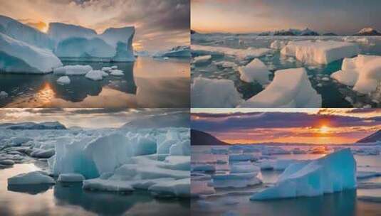 北极冰川融化气候变暖高清在线视频素材下载