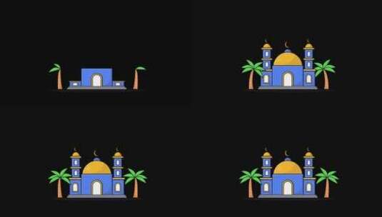 斋月特别动画清真寺-透明视频高清在线视频素材下载