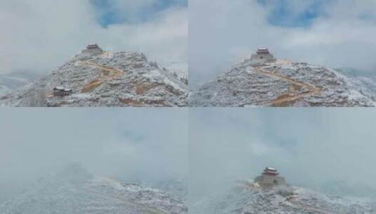 阿坝州松潘古城雪景素材高清在线视频素材下载