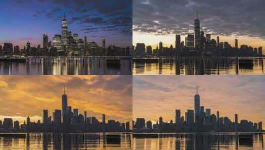 美国纽约4K曼哈顿日出城市延时商业金融高清在线视频素材下载