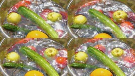 夏天洗水果蔬菜空境高清在线视频素材下载