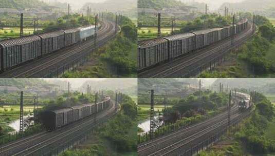 4k 实拍铁路火车运输高清在线视频素材下载