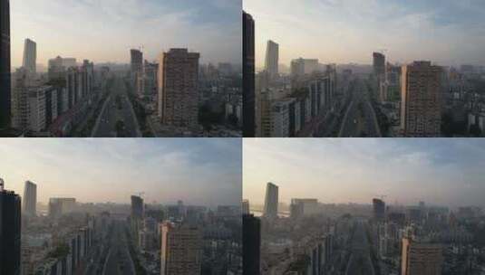 广东珠海城市清晨建筑高楼航拍高清在线视频素材下载