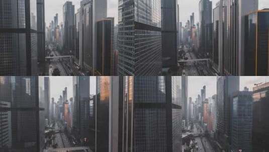 香港高速公路旁的摩天大楼红外天线高清在线视频素材下载