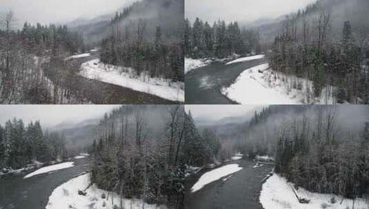 山，冬天，雪，树高清在线视频素材下载