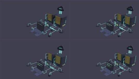 计算机技术3D动画。大数据中心计算。云计高清在线视频素材下载