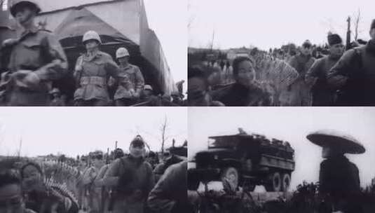 1945年第二次世界大战胜利美军登陆天津塘沽高清在线视频素材下载