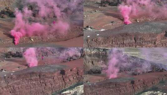 乌兰哈达火山烟雾航拍高清在线视频素材下载