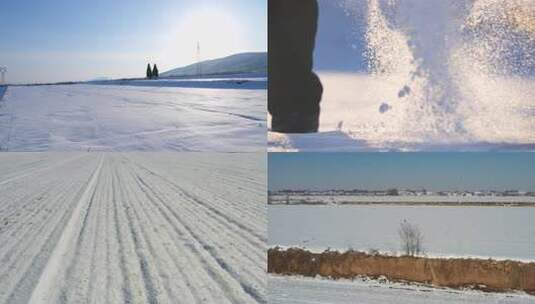 航拍冬日下雪空镜高清在线视频素材下载