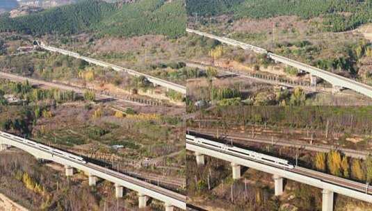 京沪高铁高铁在山区穿行高清在线视频素材下载