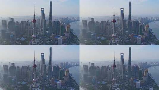 上海航拍陆家嘴城市地标日出高清在线视频素材下载