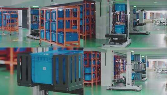 AGV智能搬运机器人工作场景仓库运输物料高清在线视频素材下载