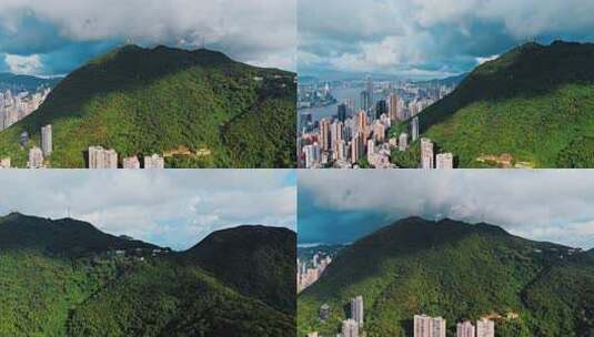 香港太平山航拍香港维多利亚港高清在线视频素材下载