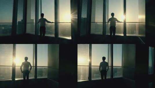 曙光商业精英商人成功眺望高清在线视频素材下载