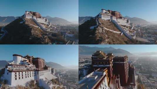 西藏拉萨市布达拉宫5A级景区世界级宫殿航拍高清在线视频素材下载
