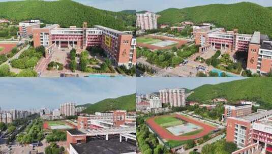 济南艺术学校/学校校园全景航拍素材高清在线视频素材下载