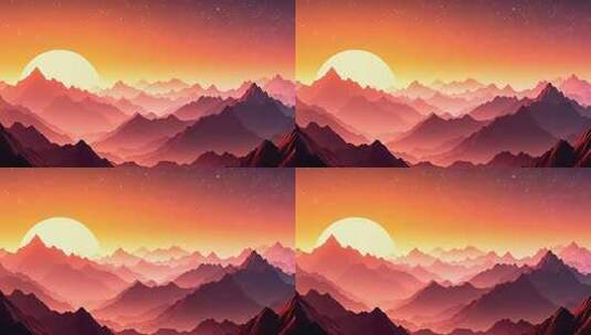 日落时分群山景观高清在线视频素材下载