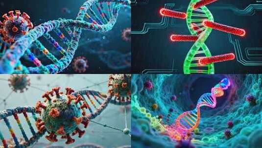 病毒DNA结构展示 DNA双螺旋结构动画高清在线视频素材下载