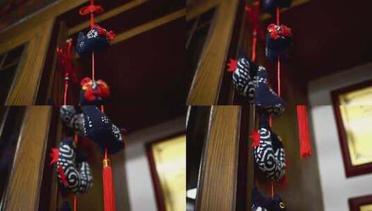 中式传统布艺挂饰特写高清在线视频素材下载