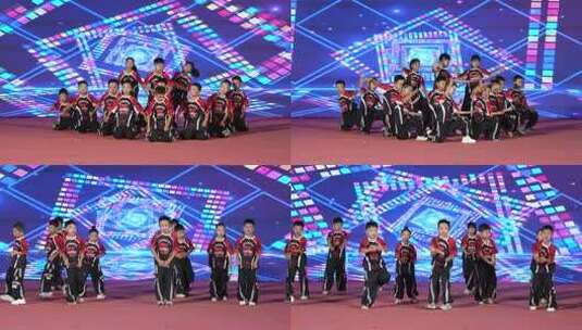 儿童舞台舞蹈表演素材少儿街舞团体演出高清在线视频素材下载