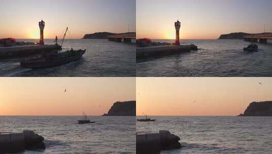 渔船出港升格高清在线视频素材下载