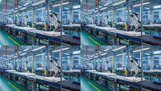 工厂自动化生产线机械臂作业高清在线视频素材下载