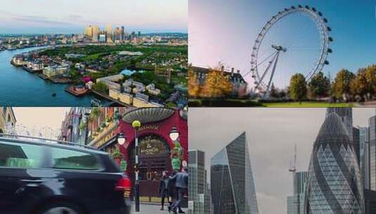 英国伦敦的标志性建筑航拍高清在线视频素材下载