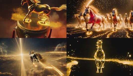 2026年大气金色马年素材合集高清在线视频素材下载