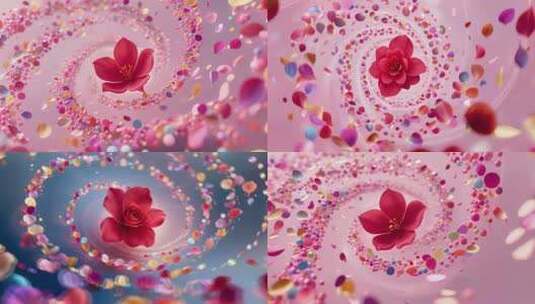 花瓣环绕绽放花朵特效素材高清在线视频素材下载