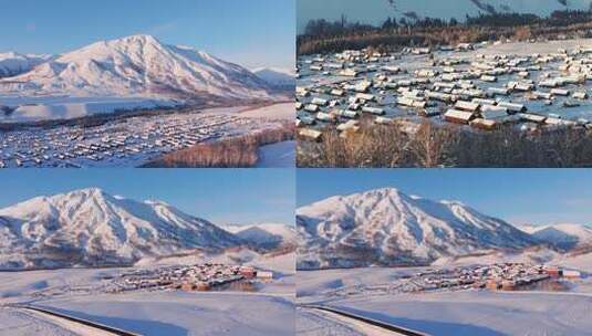 雪村阳光朝阳冬季新疆高清在线视频素材下载