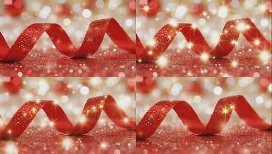 2026新年红色丝带闪光喜庆节日背景视频高清在线视频素材下载