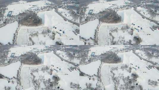 4K哈尔滨太阳岛5A景区雪景航拍视频高清在线视频素材下载