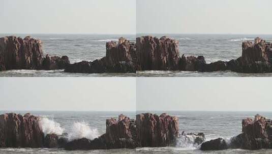 青岛海之恋公园海边的巨浪高清在线视频素材下载