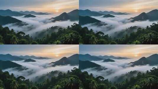 海南五指山热带雨林国家森林公园日出云海高清在线视频素材下载